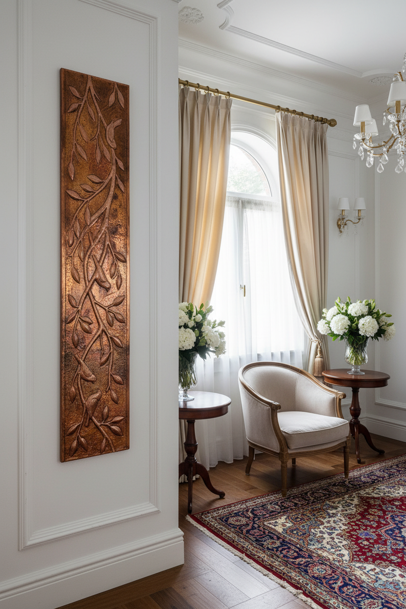 Fire Copper Tree Branches Panel Window Panel Portrait High Detail Decorated