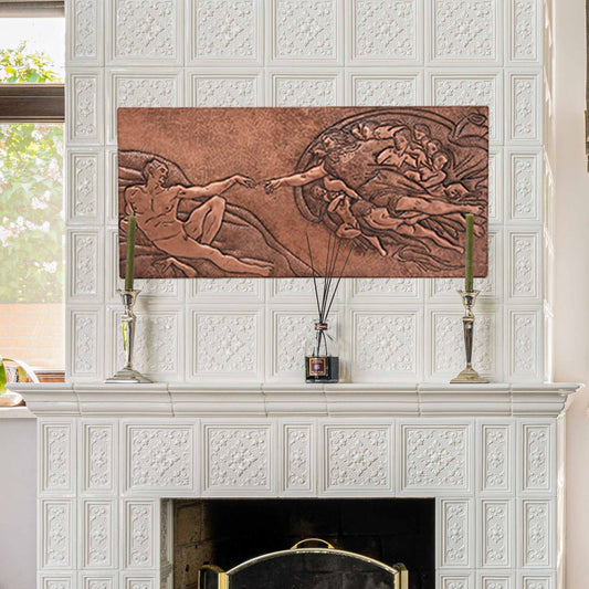 Copper "The Creation of Adam" by Michelangelo Reproduction Wall Art 11.9"x25.5" - Natuross