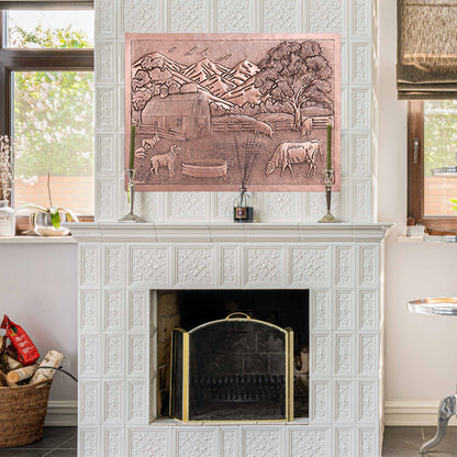 Copper Farmhouse Scene Handmade Art Tile 22.1"x30" - Natuross