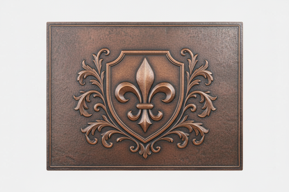 Fleur-de-Lis Crest brown patina panel