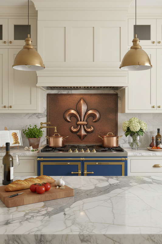 Fleur-de-Lis - French country cobalt range closer