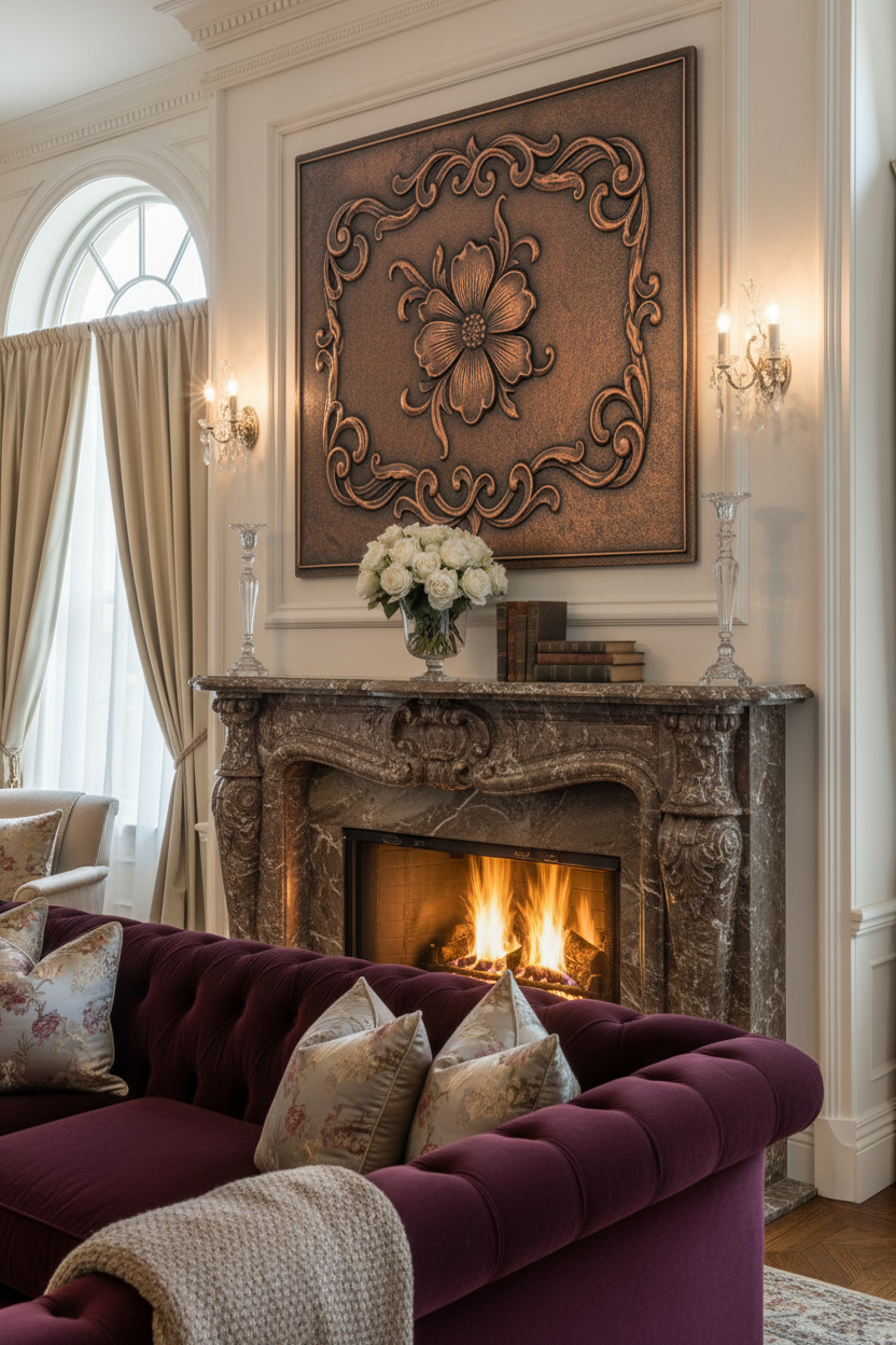 Floral Scroll - Victorian manor living room