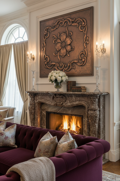 Floral Scroll - Victorian manor living room
