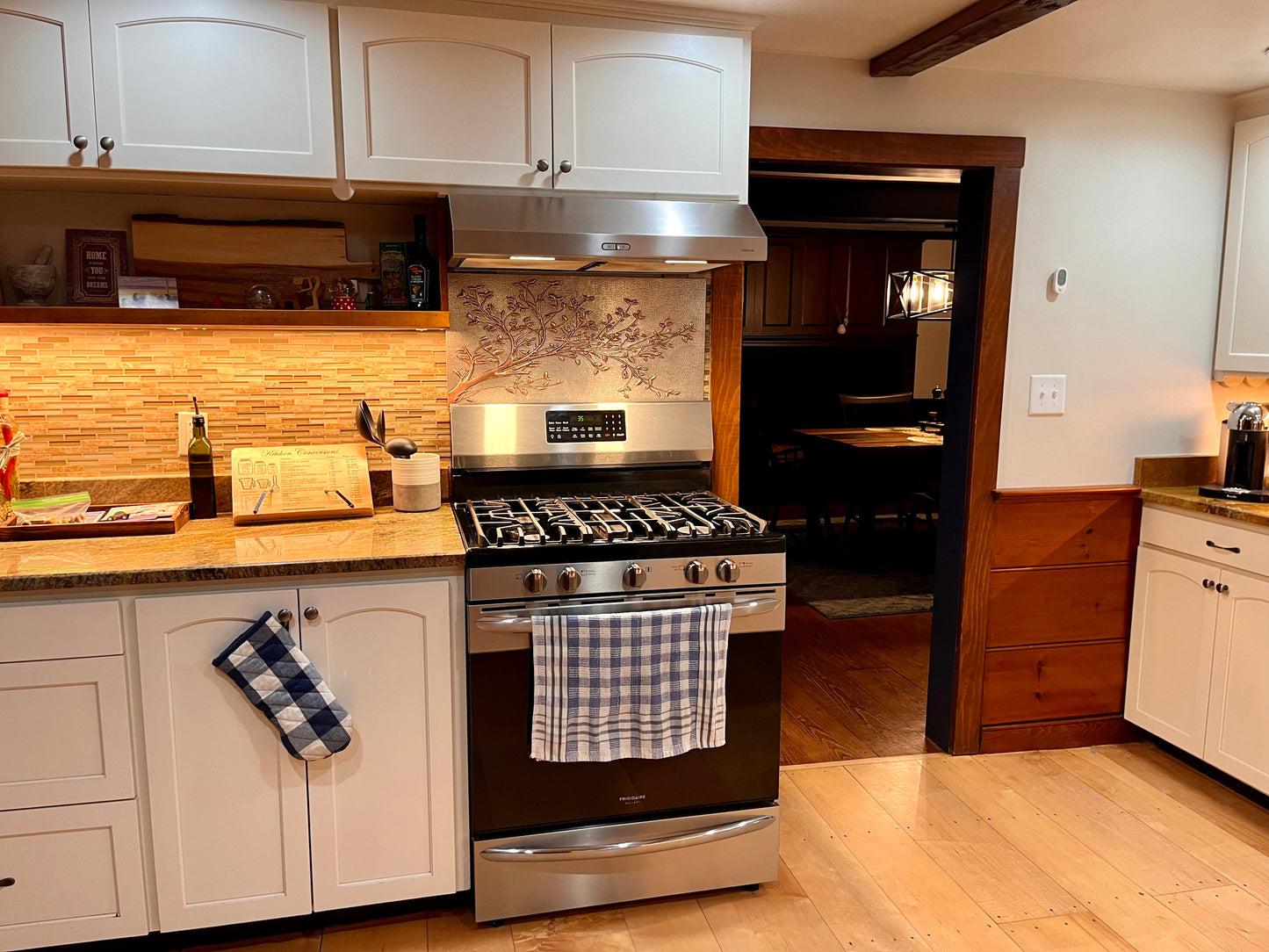 Gray Copper Tree Branches Backsplash | Handmade Copper Kitchen Backsplash Tile