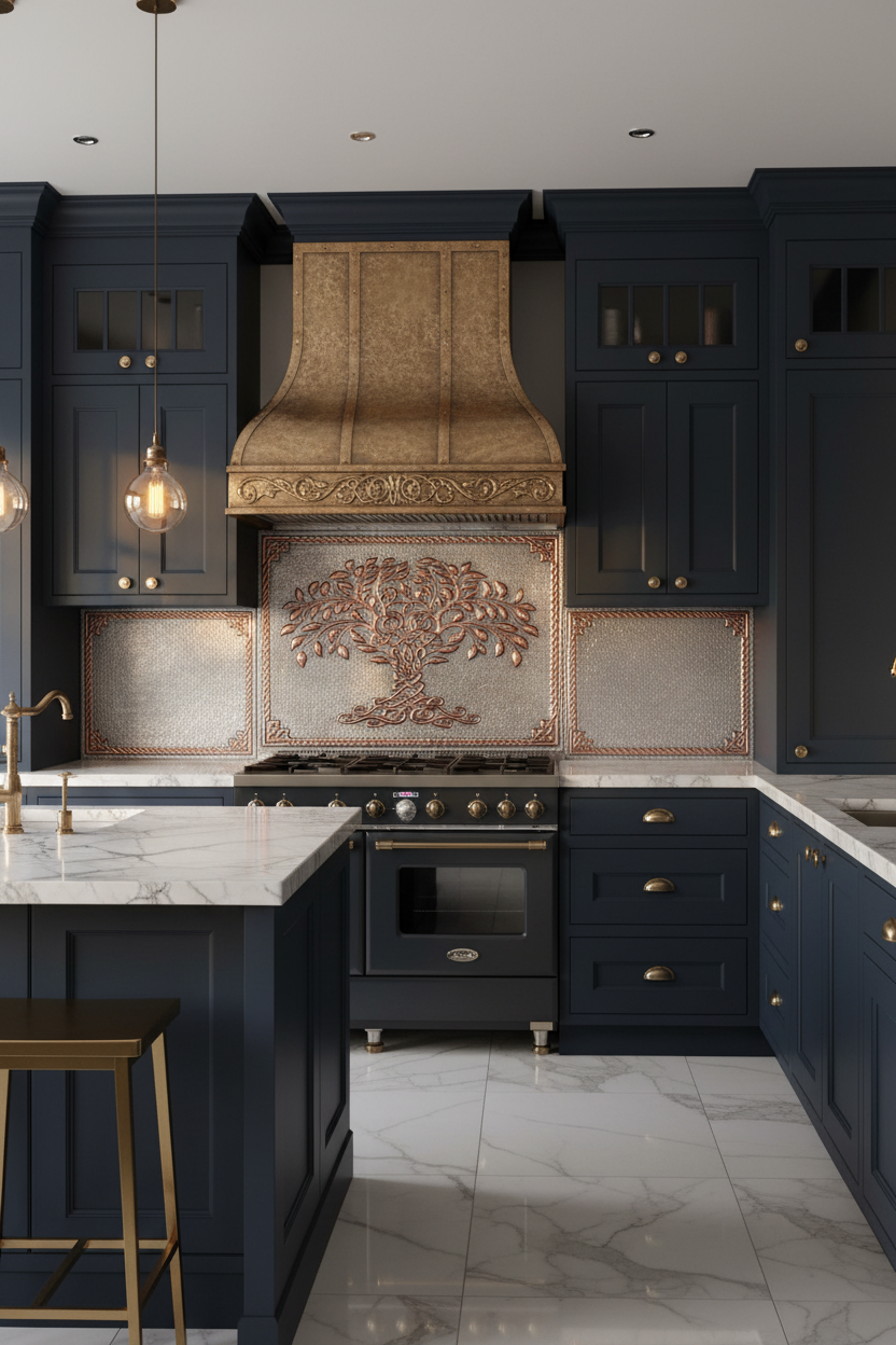 Full Backsplash — Navy Kitchen