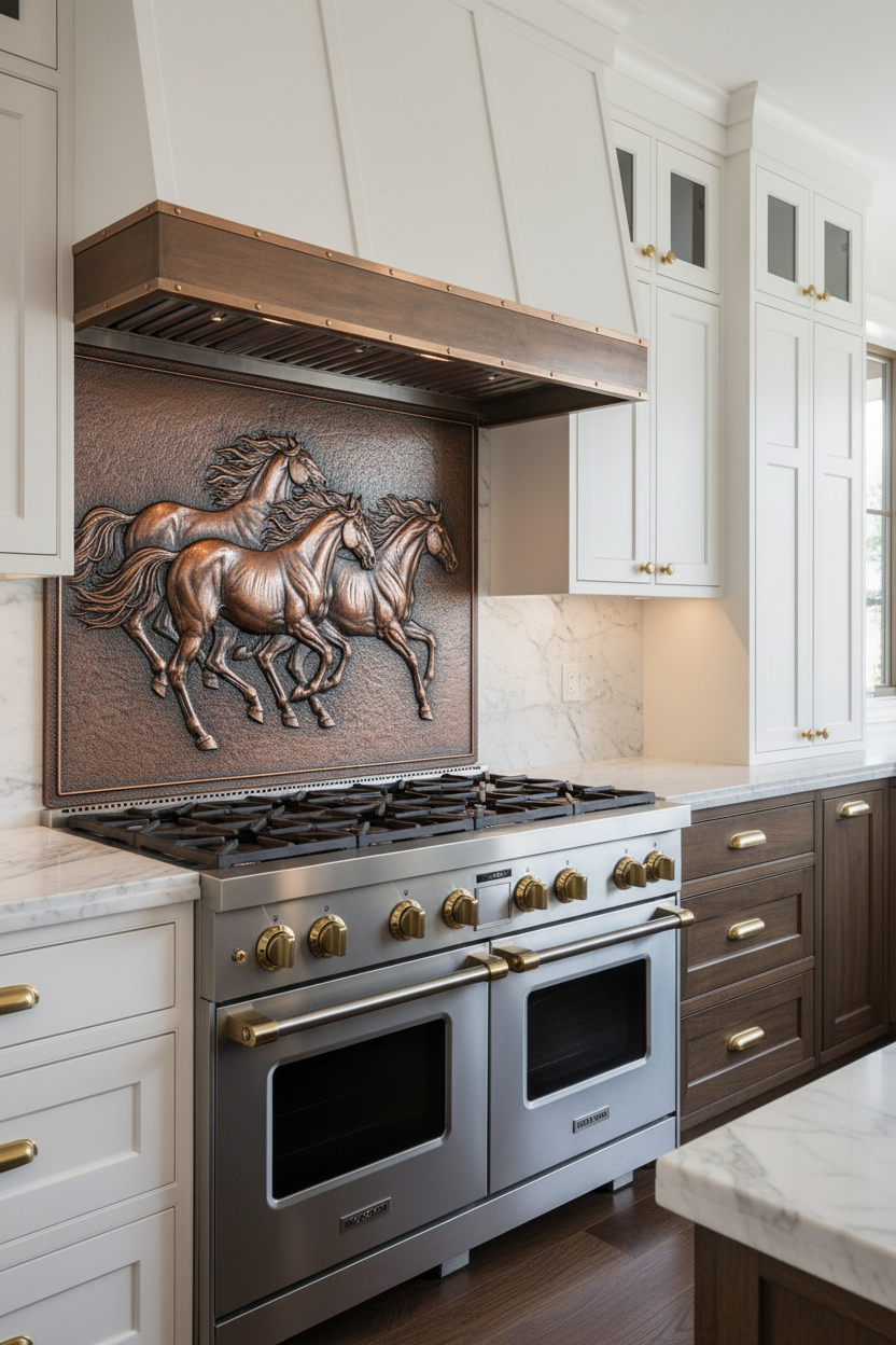 Galloping Horses Copper Wall Art - closer right angle