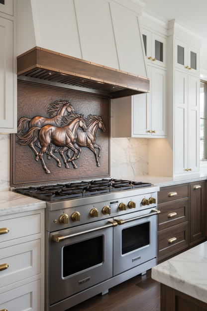 Galloping Horses Copper Wall Art - closer right angle