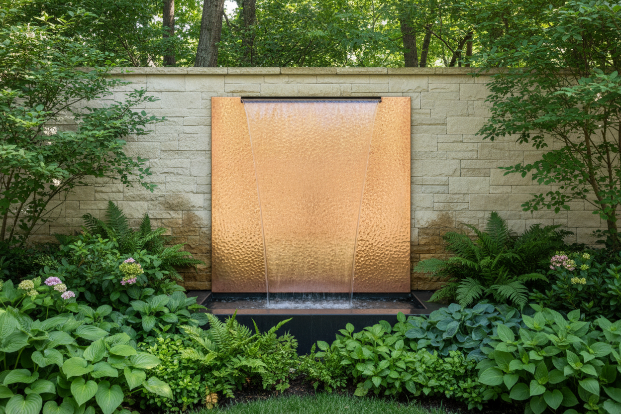 Garden Water Feature Surround — Natural Copper
