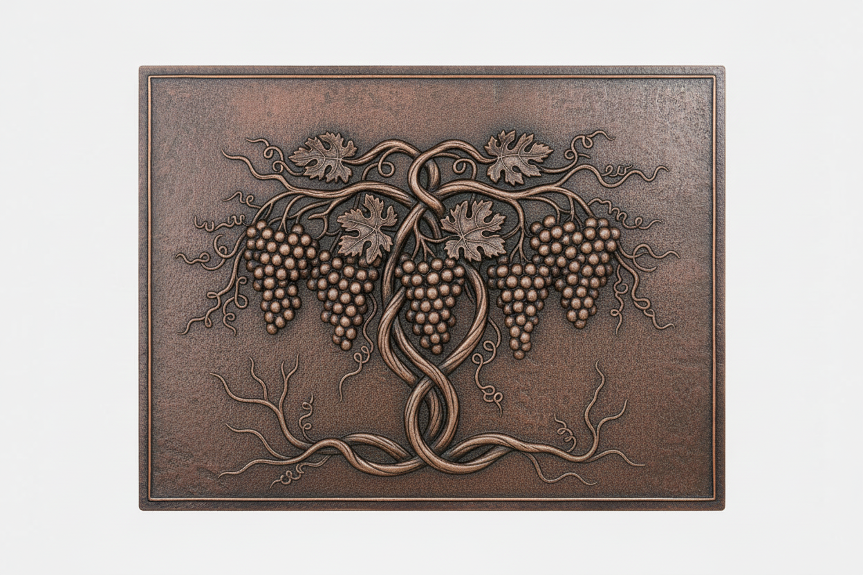 Grapes on the Vine brown patina panel