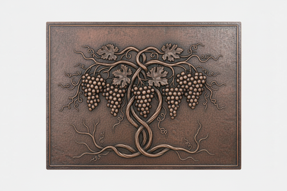 Grapes on the Vine brown patina panel
