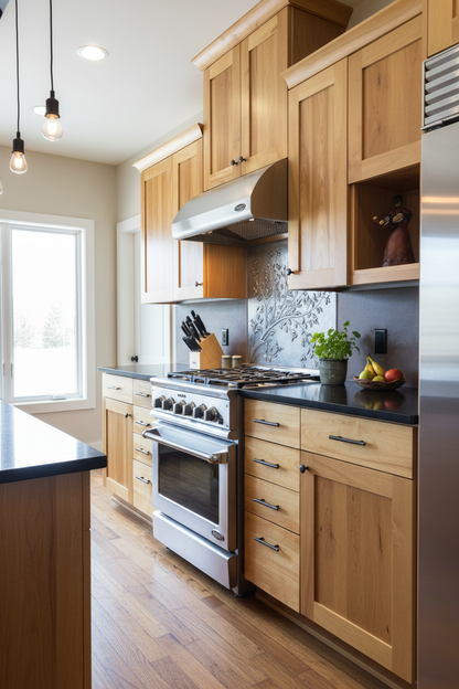 Gray Tree Branches Copper Backsplash - contemporary rustic kitchen