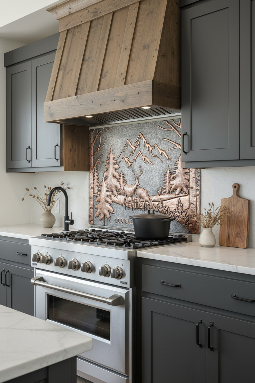 Gray Wilderness Vista - modern rustic single piece