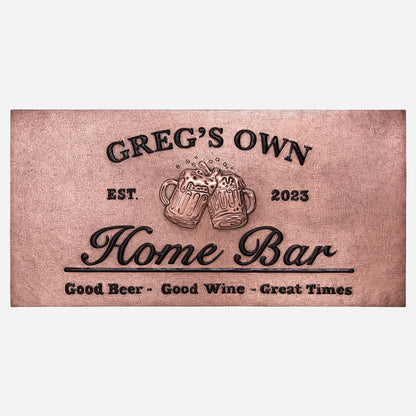 Copper Garage Bar Sign (Personalized, Beer Mugs Toasting) - Natuross