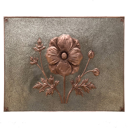 Copper Stove Backsplash with Anthurium Flowers