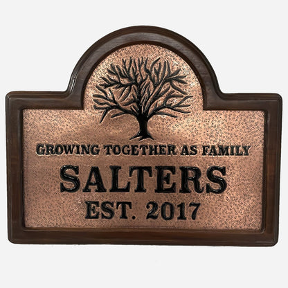 Wooden Framed Copper House Sign with Family Name (Tree) - Natuross