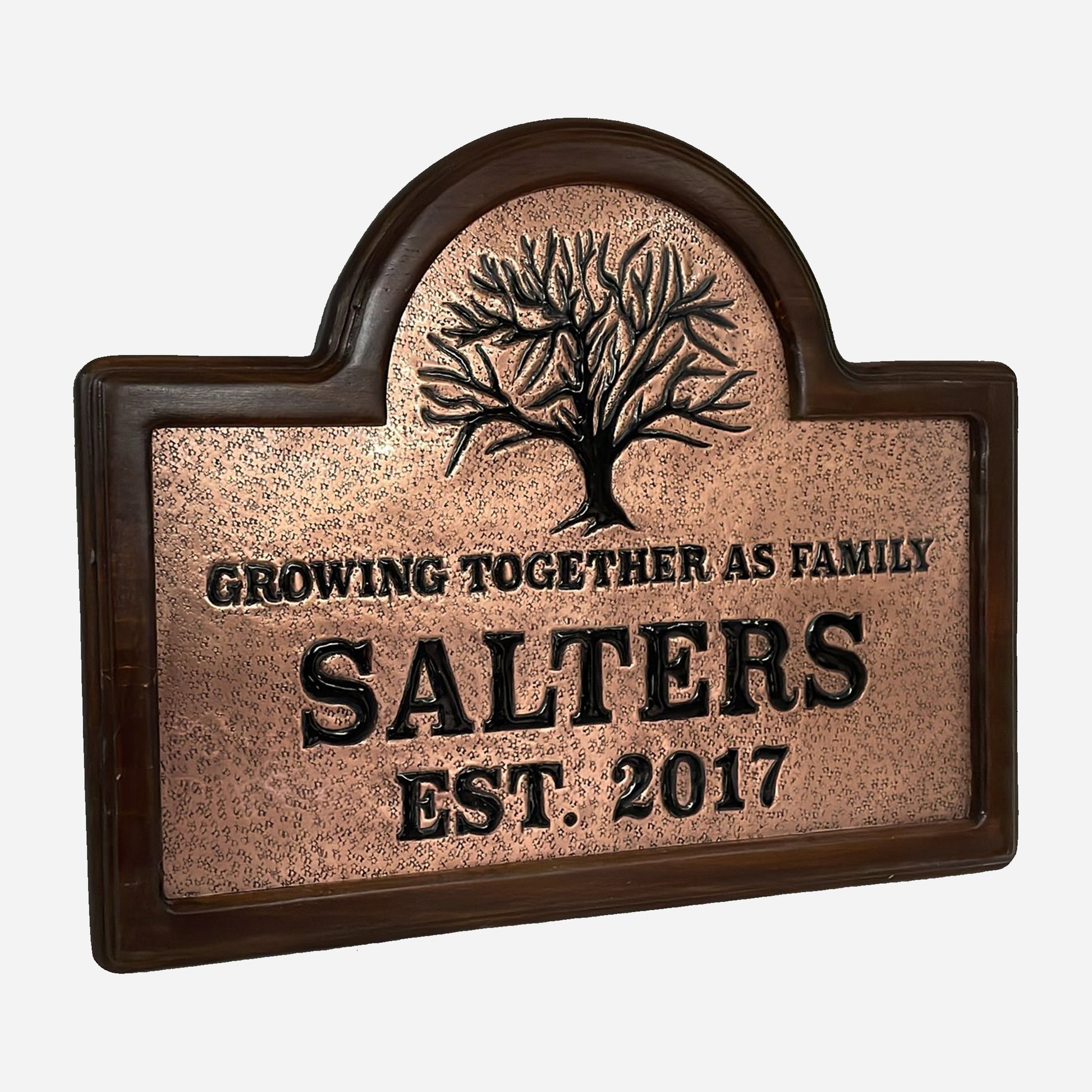 Wooden Framed Copper House Sign with Family Name (Tree) - Natuross