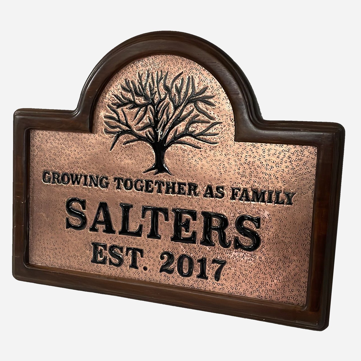 Wooden Framed Copper House Sign with Family Name (Tree) - Natuross