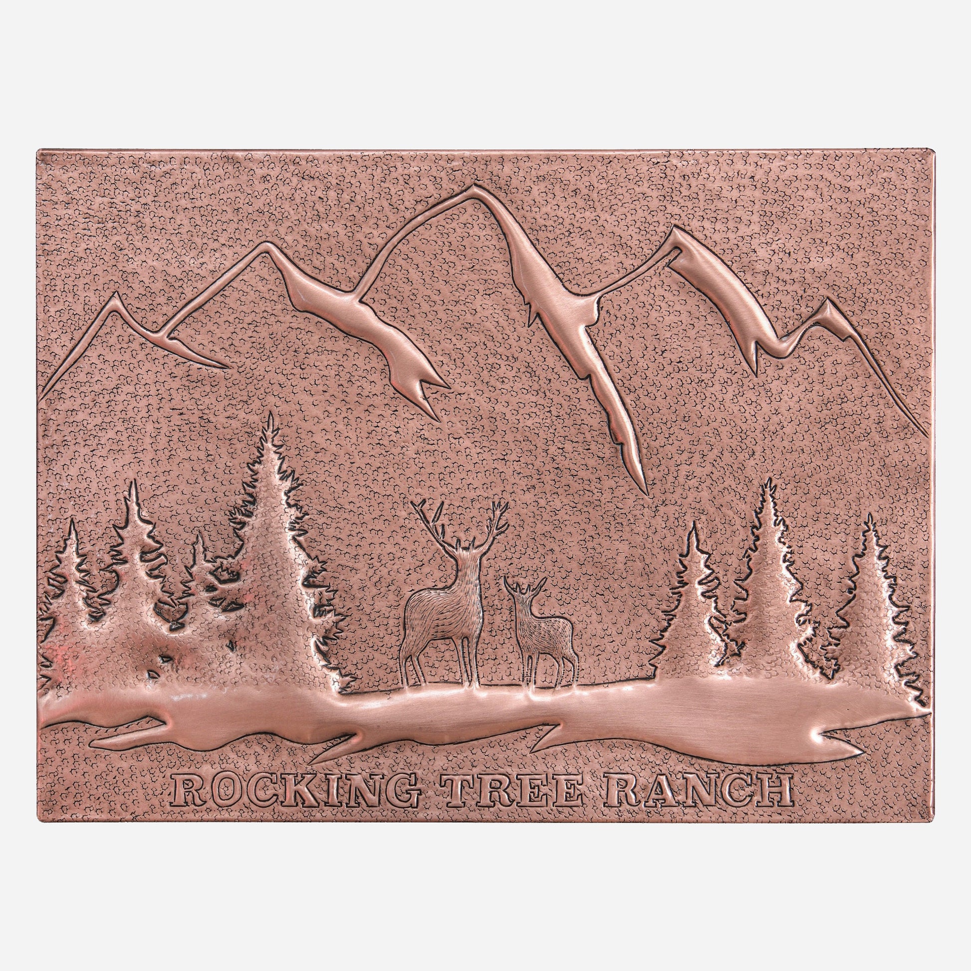 Copper Ranch Sign (Mountains, Pine Trees, and Deers Scene) - Natuross