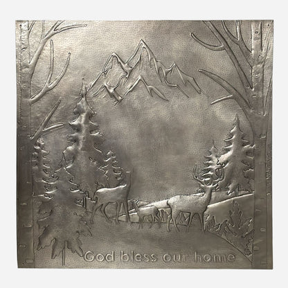 Home Blessing Sign (Mountains, Pine Trees, and Deers) - Natuross