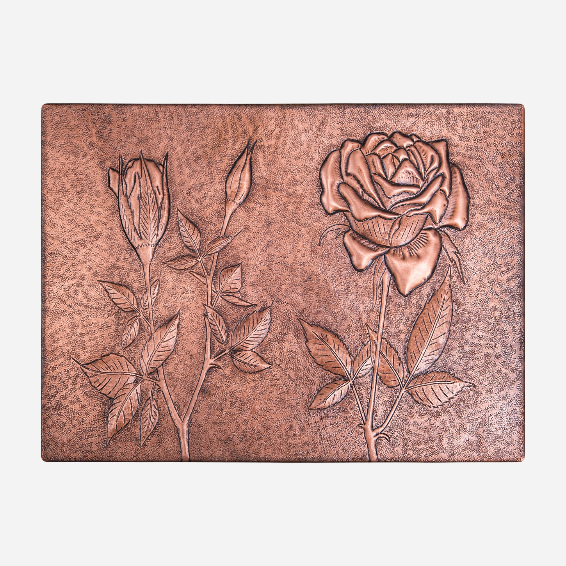 Copper Rosebuds and a Rose Handmade Art Tile 11.4"x 15.3" - Natuross