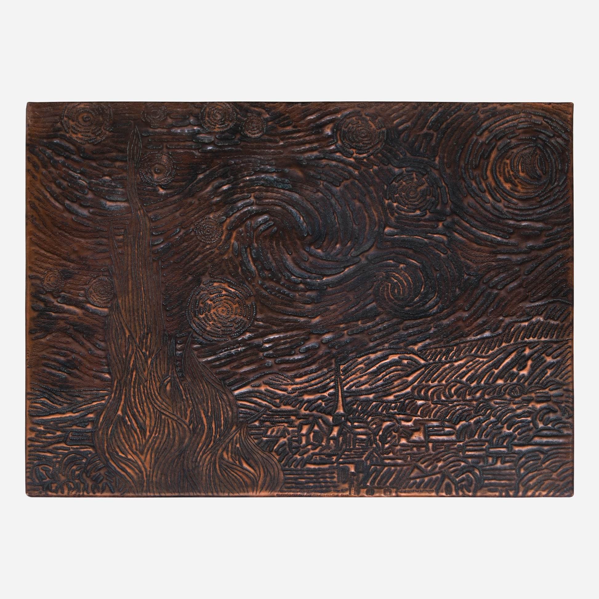 Copper "The Starry Night" Wall Art 11.8"x 15" Brown - Natuross