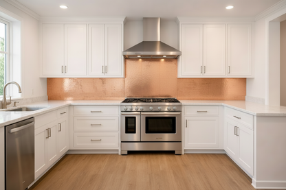Hand-Hammered Copper Kitchen Backsplash Panel