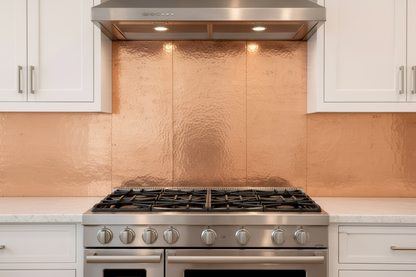 Hand-Hammered Copper Kitchen Backsplash Panel
