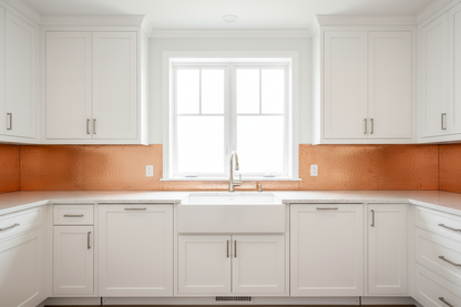Hand-Hammered Copper Sink Wall Backsplash Panel