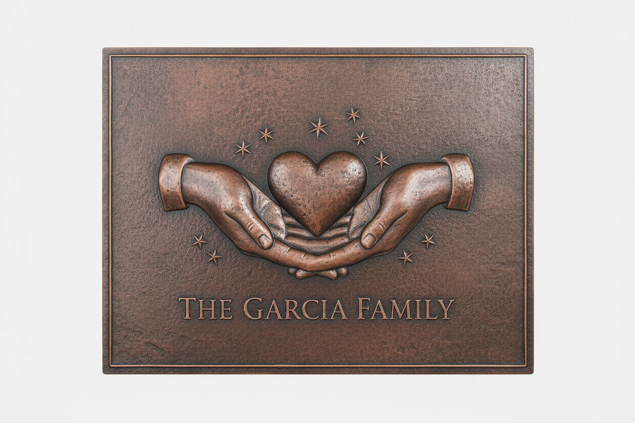 Hands & Heart brown patina panel