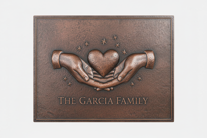 Hands & Heart brown patina panel
