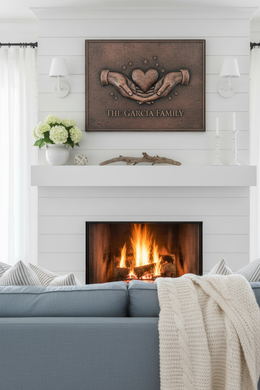 Hands Heart - coastal cottage living room
