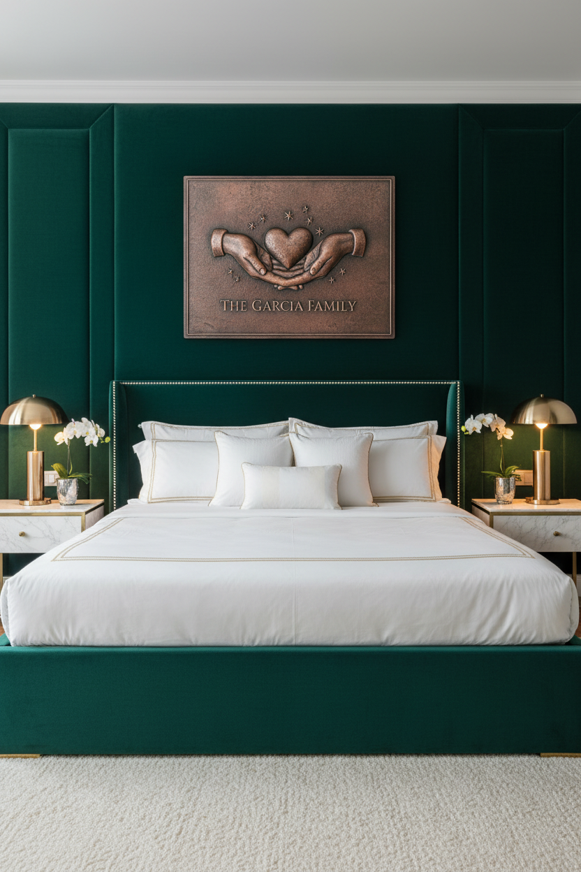 Hands Heart - modern luxe jewel tone bedroom