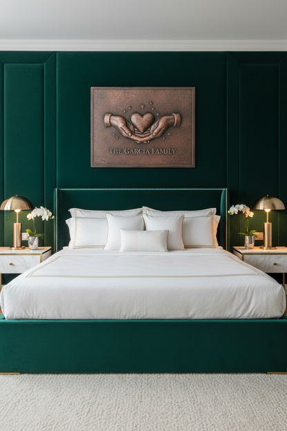 Hands Heart - modern luxe jewel tone bedroom