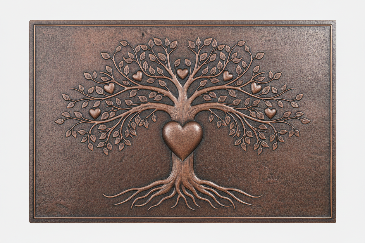 Heart Tree of Life brown patina panel