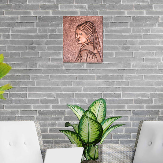 Copper "Girl with a Pearl Earring" Reproduction Wall Art 13.7"x 11.7" - Natuross