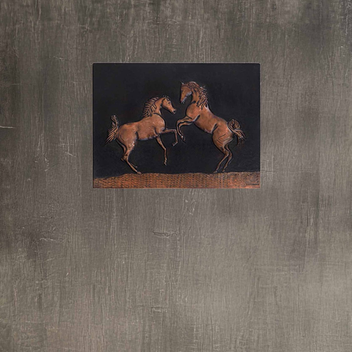 Rearing Horses Copper Wall Art 11.8x15.7" Black - Natuross