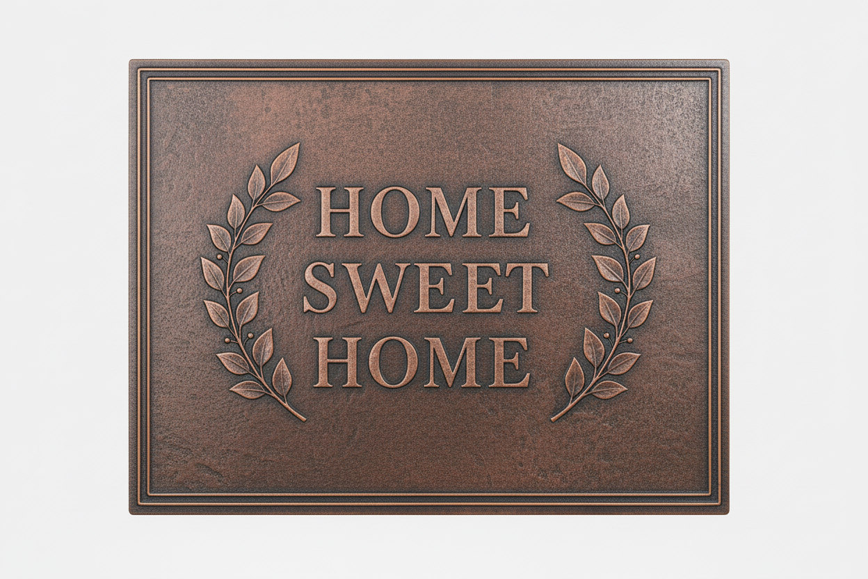 Home Sweet Home brown patina panel