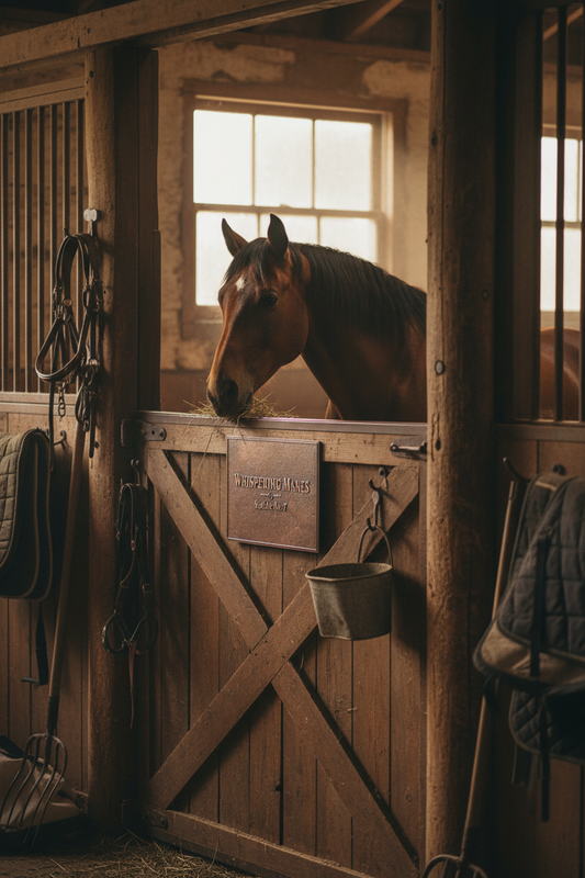 Horse Stall Name Plate - copper sign on barn stall door