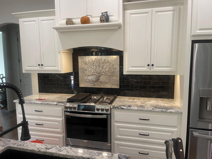 Gray Tree With Roots Copper Backsplash | Metallic Handmade Copper Kitchen Backsplash Panel - Natuross