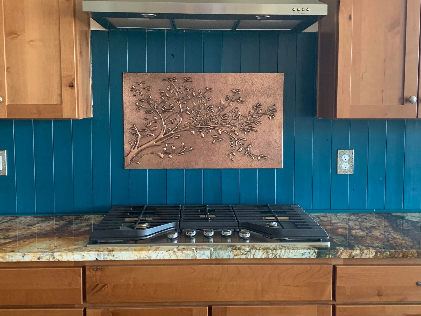 Carrelage de crédence de cuisine rustique – Branches d'arbre en cuivre – Cuivre naturel