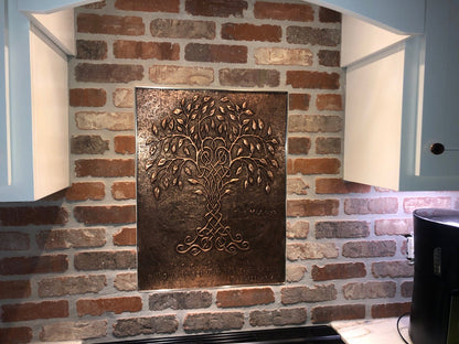 Tree of Life Copper Backsplash Tile – Hand-Hammered Copper Artwork – Custom Size, Finish & Personalized Design - Natuross