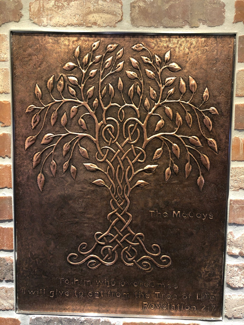 Tree of Life Copper Backsplash Tile – Hand-Hammered Copper Artwork – Custom Size, Finish & Personalized Design - Natuross