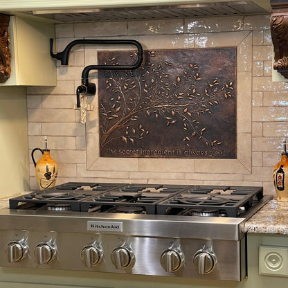 Copper Backsplash (Tree Branches, Brown Patina)