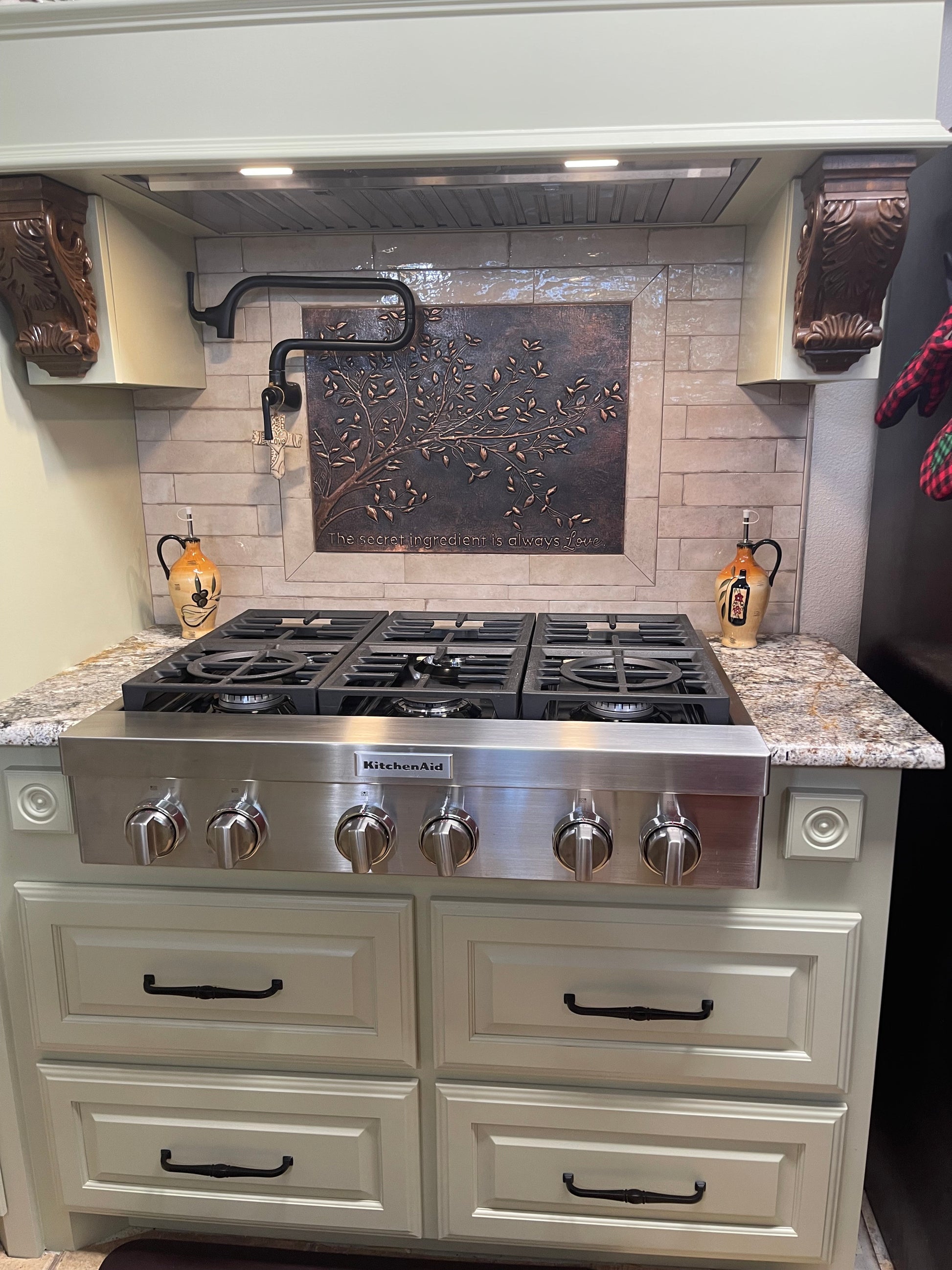 Rustic Brown Copper Tree Branches Backsplash | Handmade Farmhouse Kitchen Wall Art - Natuross