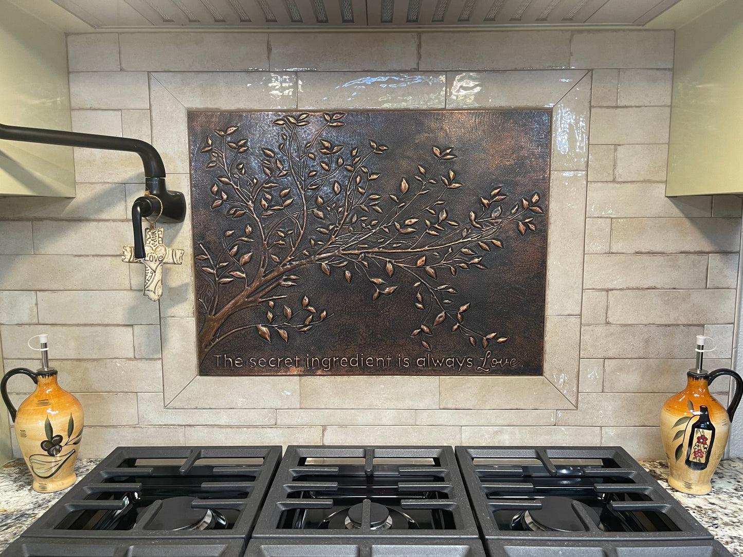 Rustic Brown Copper Tree Branches Backsplash | Handmade Farmhouse Kitchen Wall Art - Natuross