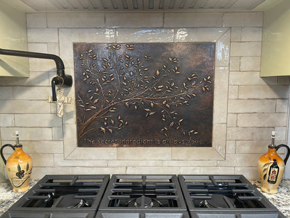 Rustic Brown Copper Tree Branches Backsplash | Handmade Farmhouse Kitchen Wall Art - Natuross