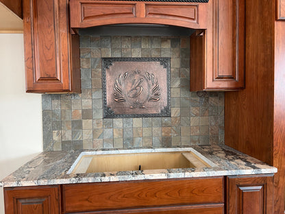 Monogram Letter Copper Backsplash — Brown Copper