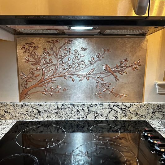 Backsplash for Stove Behind Birds on Tree Branches