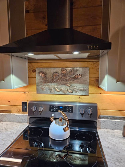 Pine Branches Copper Kitchen Backsplash - Natuross