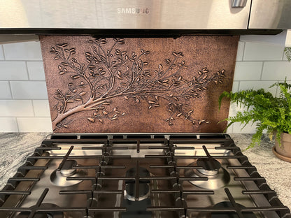 Copper Tree Branches Backsplash | Handmade Rustic Copper Kitchen Wall Art - Natuross